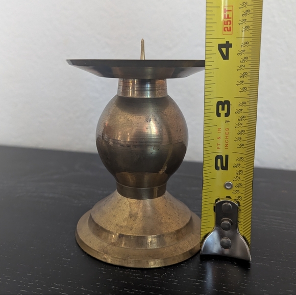 Set Of 2 Vintage Brass Pillar Candle Holders Ball Stem 3.75" - Picture 9 of 9